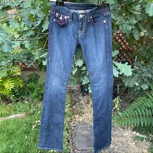 True Religion Pink Stitch Low Waist Jeans
